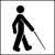 Access (Other Than Print or Braille) for Individuals Who Are Blind or Have Low Vision accessibility symbol. Image of a person with a support cane.
