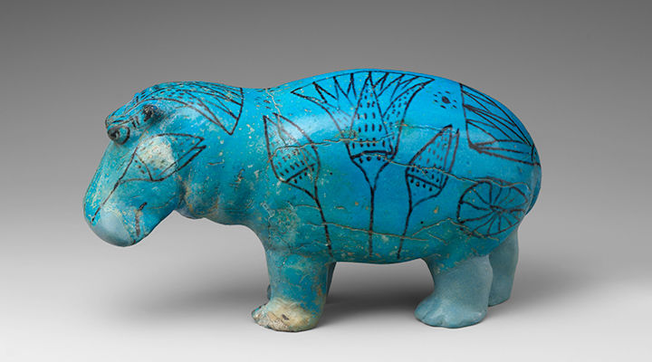Blue Ceramic Hippo
