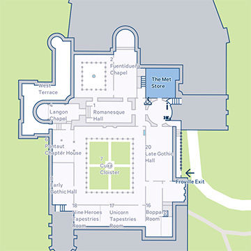 Map of The Met Cloisters.