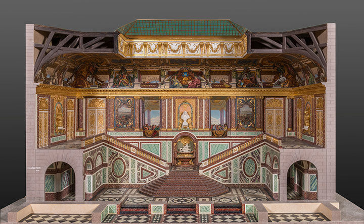 Miniature model of the French ambassador's staircase at the Palace of Versailles.