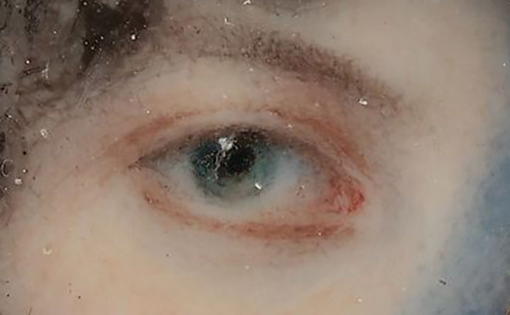 Detail of a painting of a woman's blue eye