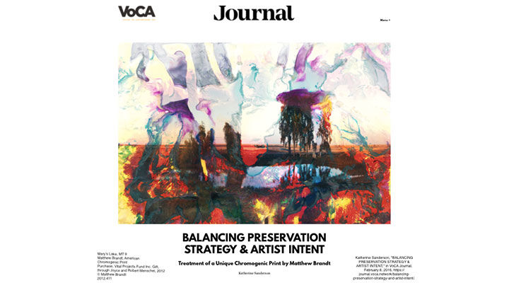 Screenshot of an article on Balancing Preservation Strategy and Artistic Intent published on the VoCA Journal website