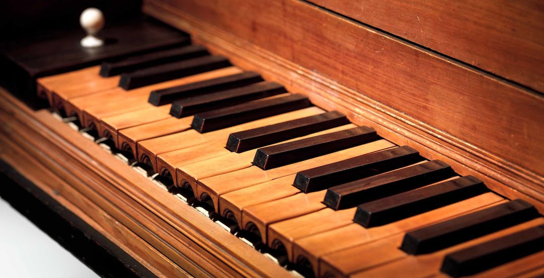 Detail shot of the keys of the Cristofori Piano
