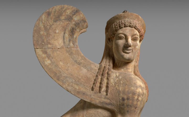  Detail of marble capital and finial in the form of a sphinx